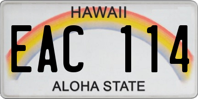 HI license plate EAC114