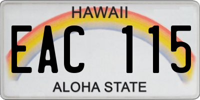 HI license plate EAC115