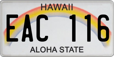 HI license plate EAC116