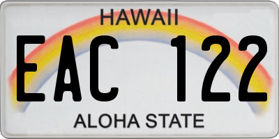 HI license plate EAC122