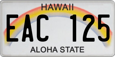 HI license plate EAC125