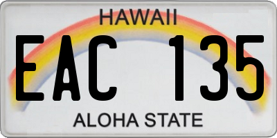 HI license plate EAC135