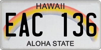 HI license plate EAC136