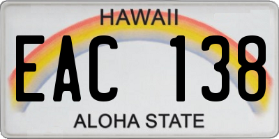 HI license plate EAC138