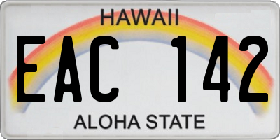 HI license plate EAC142