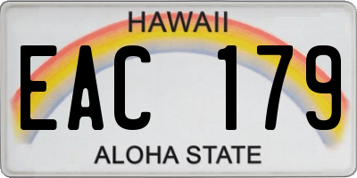 HI license plate EAC179