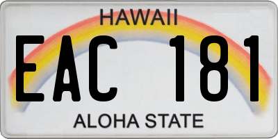 HI license plate EAC181