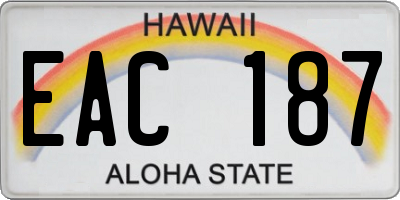 HI license plate EAC187