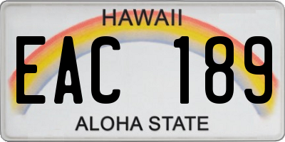 HI license plate EAC189