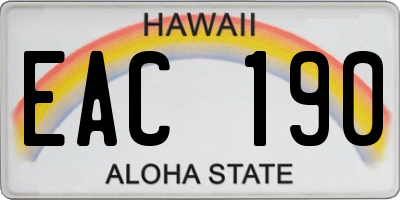 HI license plate EAC190