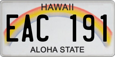 HI license plate EAC191