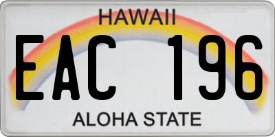 HI license plate EAC196