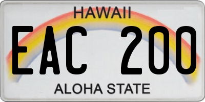 HI license plate EAC200