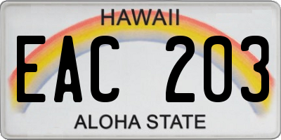 HI license plate EAC203