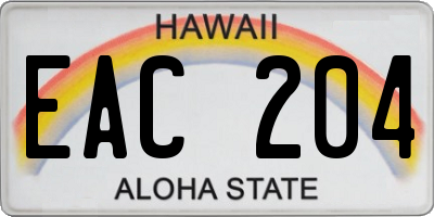 HI license plate EAC204