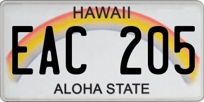 HI license plate EAC205
