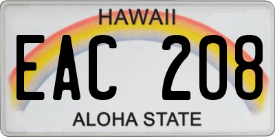 HI license plate EAC208