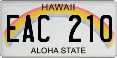 HI license plate EAC210