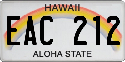 HI license plate EAC212