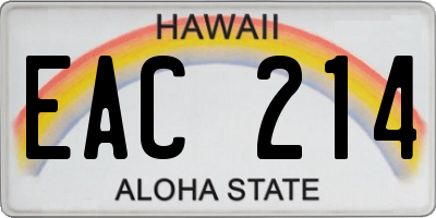 HI license plate EAC214