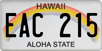 HI license plate EAC215