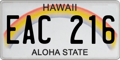 HI license plate EAC216
