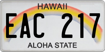 HI license plate EAC217