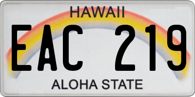 HI license plate EAC219