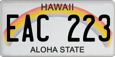 HI license plate EAC223