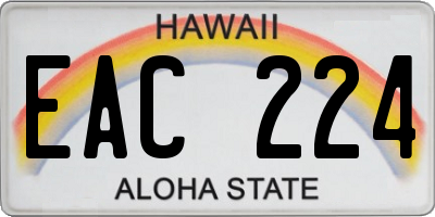 HI license plate EAC224