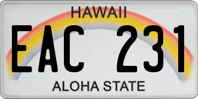 HI license plate EAC231