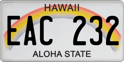 HI license plate EAC232