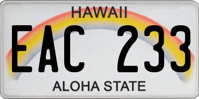 HI license plate EAC233