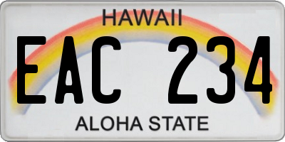 HI license plate EAC234