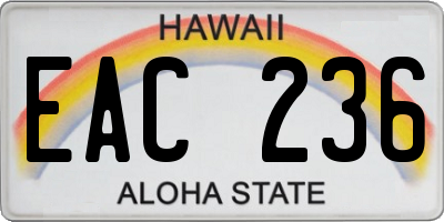 HI license plate EAC236