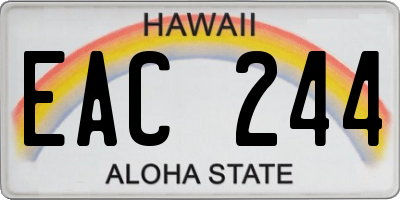 HI license plate EAC244