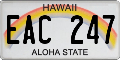 HI license plate EAC247