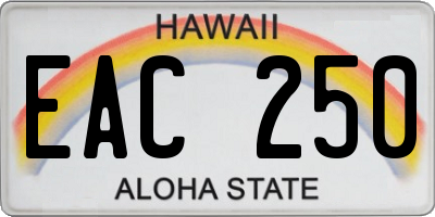 HI license plate EAC250