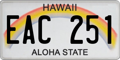 HI license plate EAC251