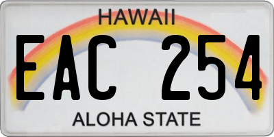 HI license plate EAC254