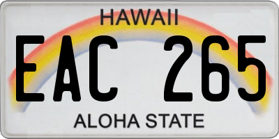 HI license plate EAC265