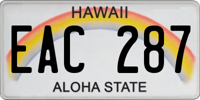 HI license plate EAC287