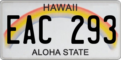 HI license plate EAC293