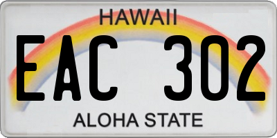 HI license plate EAC302