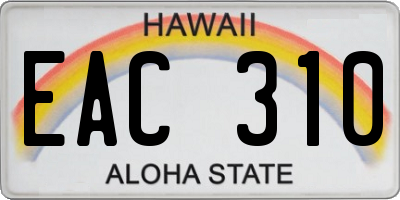 HI license plate EAC310