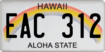 HI license plate EAC312