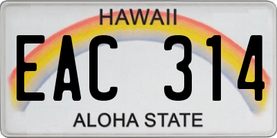 HI license plate EAC314