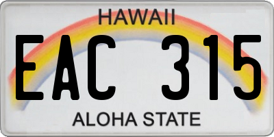 HI license plate EAC315