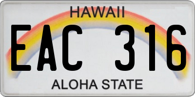 HI license plate EAC316