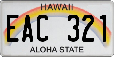 HI license plate EAC321